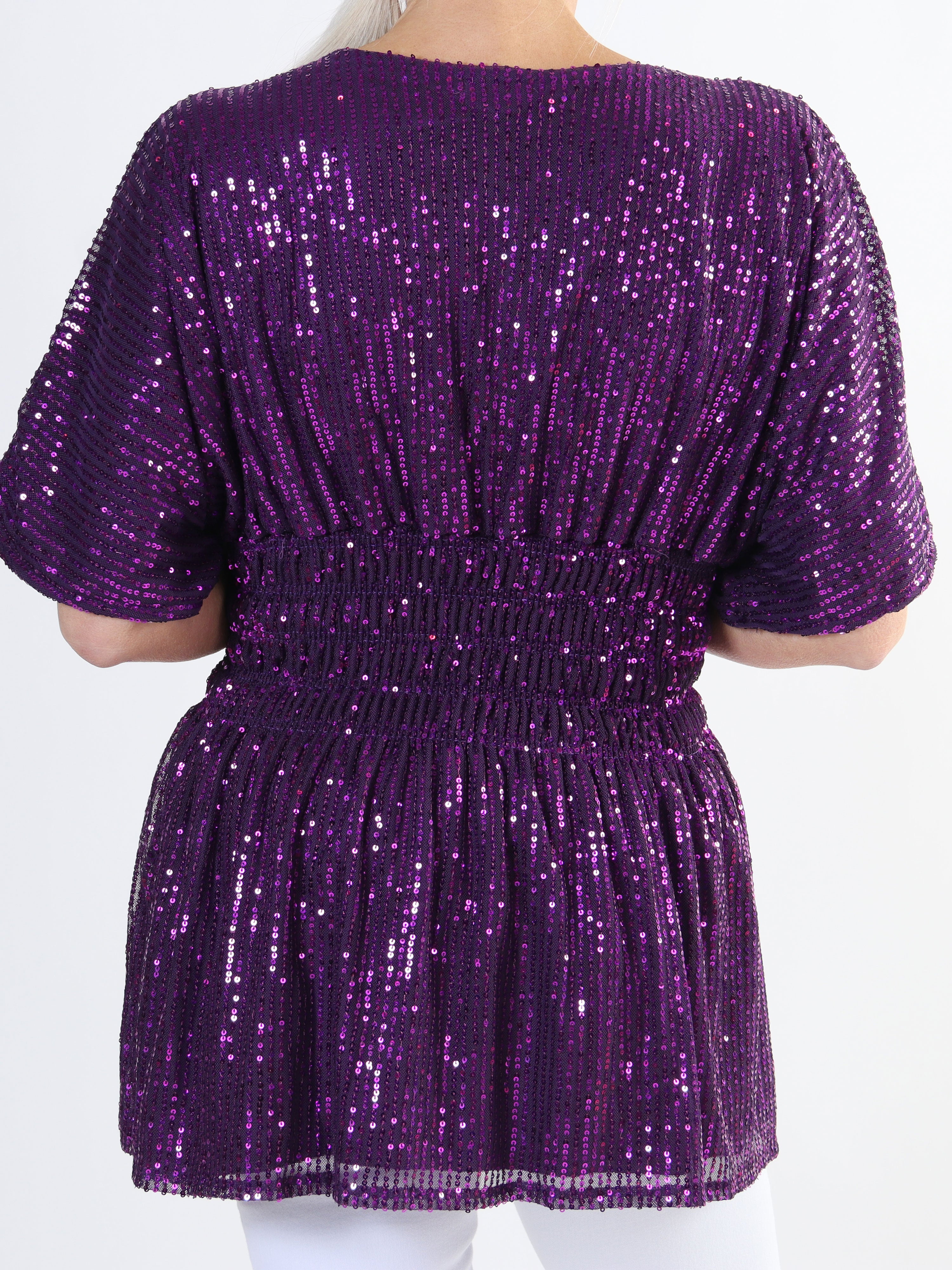Pams Glitter Shirt - Sød plus size tunika med smock og pailletter